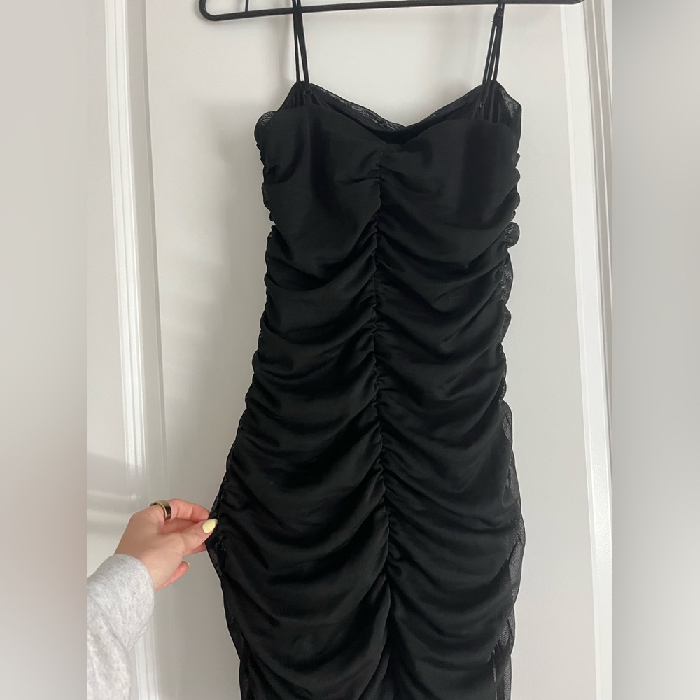 Black Ruched Mini Dress